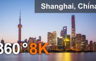 360 video, Shanghai, China. The most populous city in the world. 8K aerial video