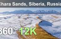 Chara Sands. Relax flight above Siberian desert, Russia. Aerial 360 video in 12K