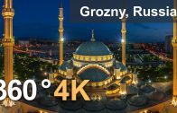 “Heart of Chechnya” Mosque, Grozny, Russia. 4K aerial 360 video