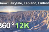 Snowy Fairytale. Lapland, Finland. Aerial 360 video in 12K