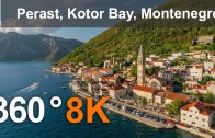 Perast , Bay of Kotor, Montenegro. 8K 360 aerial video.